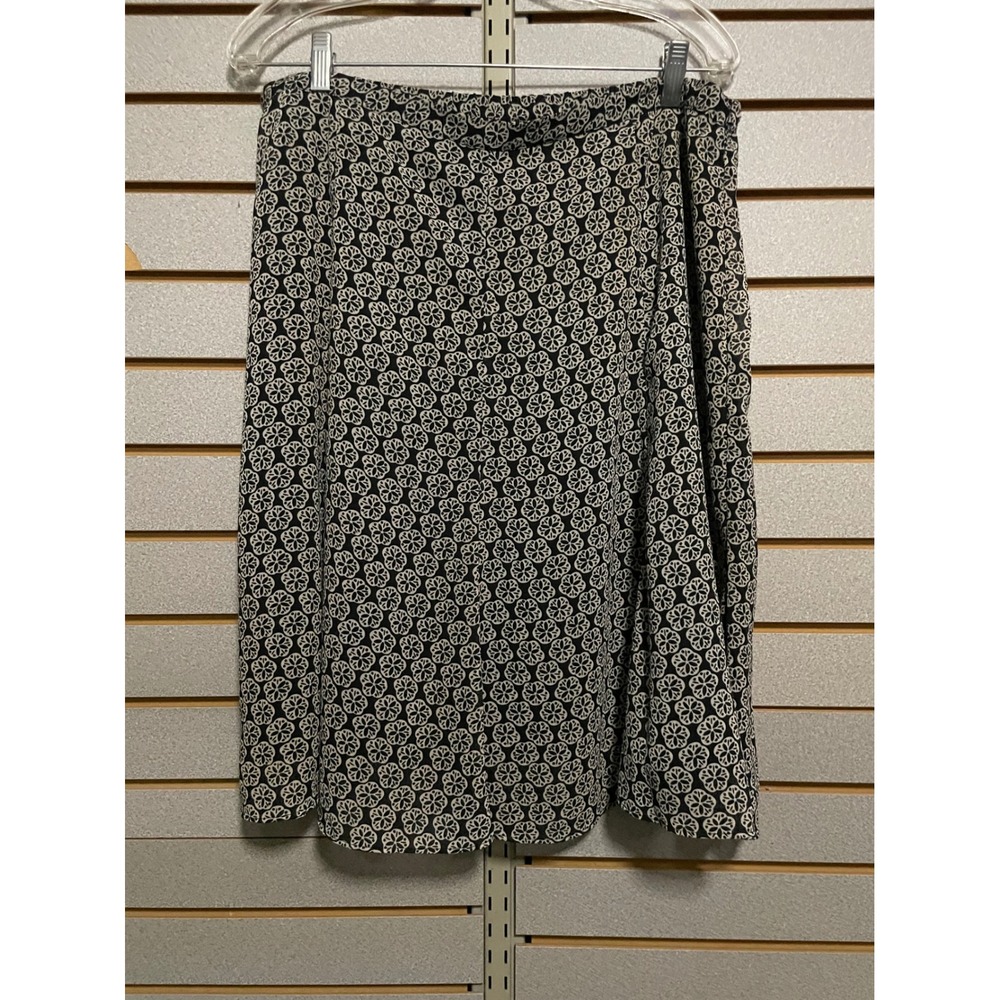 GEORGE Womens Skirt Size 10 Black White Geometric Pattern‎ Elastic Waist Midi